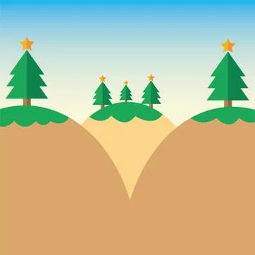 Flat design Christmas tree on Mountain Illustrazione stock