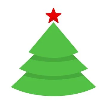Flat design Christmas tree with star. Christmas Festival. Vector. Stock Illustration