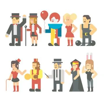 Flat design of circus show set Stock Illustration