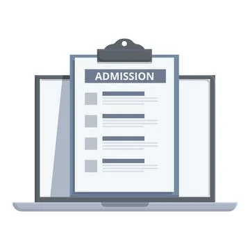 Flat design of a clipboard with admission form on a laptop screen Stock Illustration