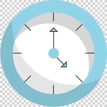 Flat design clock is showing overlapping blue ring and black arrow hands on Stock Illustration