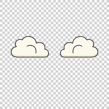 Flat design clouds floating side by side on transparent background, showing Stock Illustration