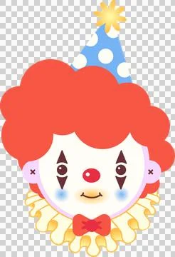 Flat design clown head graphic is floating on transparent background, showing イラスト素材