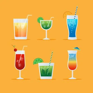 Flat design cocktail collection Stock Illustration