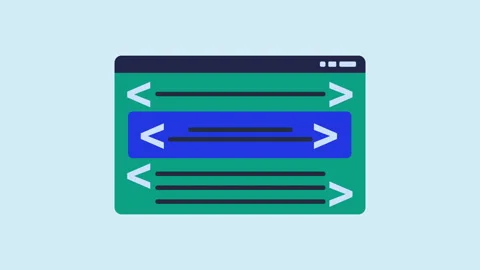 Flat Design Code Element for Tech Videos 2d Animation with Alpha Matte Stock Footage 340536074