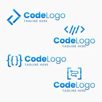 Flat design code logo pack Stock Illustration