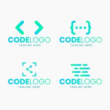 Flat design code logo set Stock Illustration