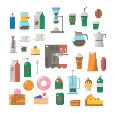 Flat design of coffee shop items set Stock Illustration