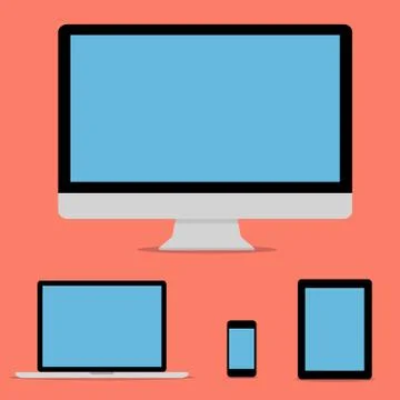 Flat design collection modern digital tech device Stock Illustration