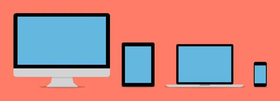 Flat design collection modern digital tech device Illustrazione stock