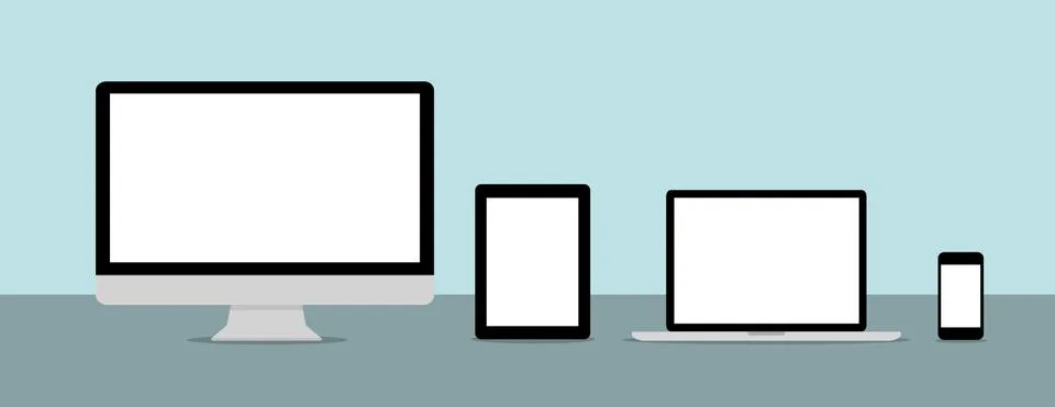 Flat design collection modern digital tech device Иллюстрация