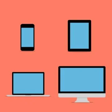 Flat design collection modern digital tech device Stock Illustration