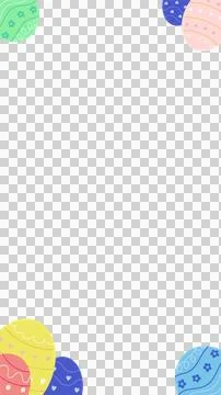 Flat design colored Easter egg border is featuring patterns on transparent Stock Illustration