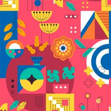 Flat design colorful geometric pattern Illustrazione stock