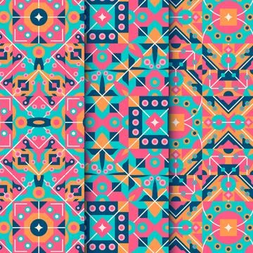 Flat design colorful geometric pattern Illustrazione stock