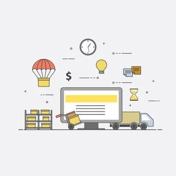 Flat design colorful vector illustration concept for delivery service, e Stock Illustration