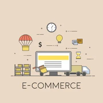 Flat design colorful vector illustration concept for delivery service, e Stock Illustration