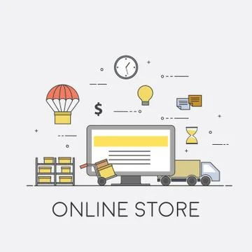 Flat design colorful vector illustration concept for delivery service, e Stock Illustration