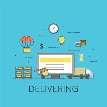 Flat design colorful vector illustration concept for delivery service, e Stock Illustration
