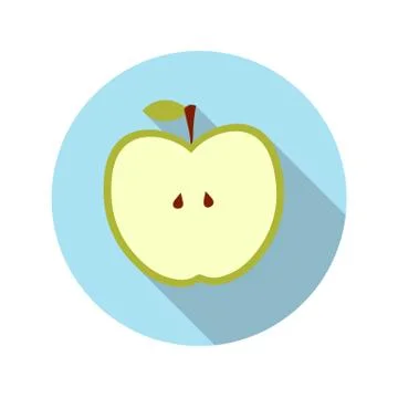 Flat Design Concept Apple Vector Illustration With Long Shadow. 스톡 일러스트