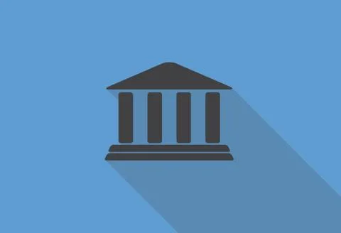 Flat Design Concept Bank Icon Vector Illustration With Long Shadow Stock Illustration