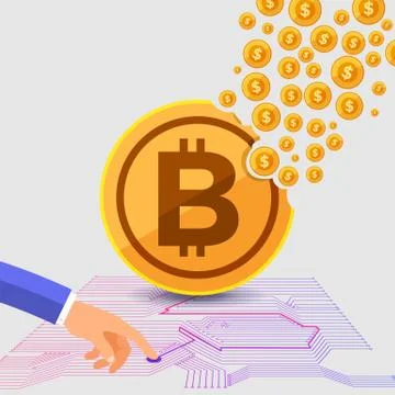 Flat design concept bitcoin cryptocurrency. Vector illustrate. Stock Illustration