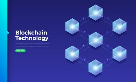 Flat design concept blockchain and cryptocurrency technology. Composition for Stock Illustration