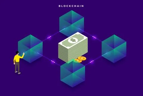 Flat design concept blockchain. security digital money. Vector illustrations. Stock Illustration