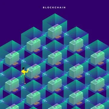 Flat design concept blockchain. security digital money. Vector illustrations. Stock Illustration