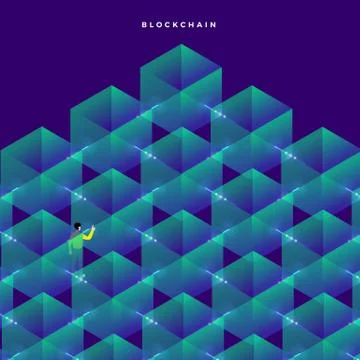Flat design concept blockchain. security digital money. Vector illustrations. Stock Illustration