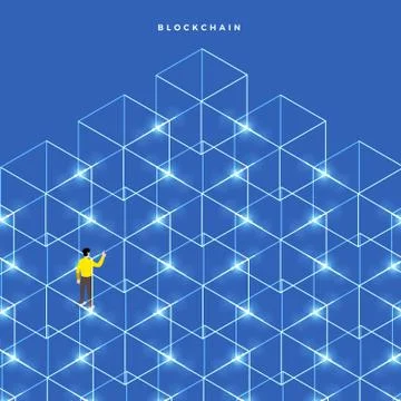 Flat design concept blockchain. security digital money. Vector illustrations. Stock Illustration