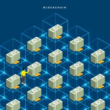 Flat design concept blockchain. security digital money. Vector illustrations. Stock Illustration