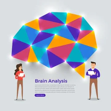 Flat design concept brain analysis thinking. Vector illustrations. Stock Illustration