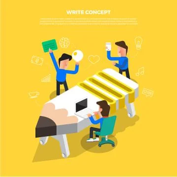 Flat design concept brainstorm working on desktop icon . Vector illustrate.. Stock Illustration