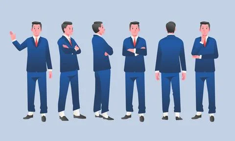 Flat design concept of Businessman with different poses gestures Stock Illustration