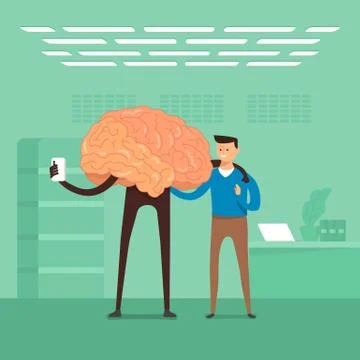 Flat design concept businessman training brain in labs. Vector illustrate. Stock Illustration