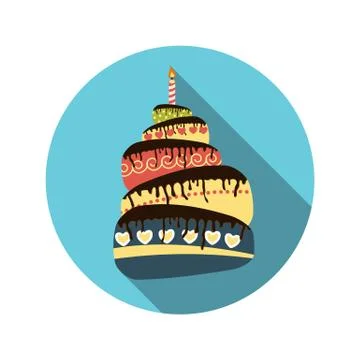 Flat Design Concept Cake with Candles Vector Illustration With L Illustrazione stock