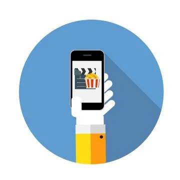 Flat Design Concept Cinema Icon Vector Illustration With Long Sh Stock Illustration