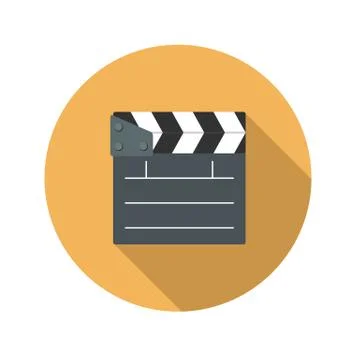 Flat Design Concept Cinema Slate Board Icon Vector Illustration Stock Illustration