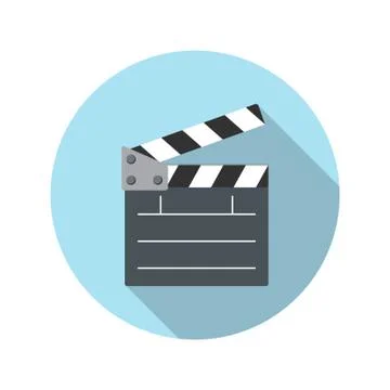 Flat Design Concept Cinema Slate Board Icon Vector Illustration Stock Illustration