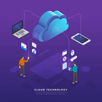Flat design concept cloud computing technology users network configuration is Stock Illustration