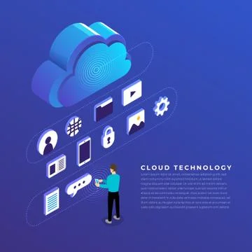 Flat design concept cloud computing technology users network configuration is Stock Illustration