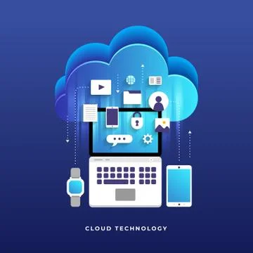 Flat design concept cloud computing technology users network configuration is Stock Illustration