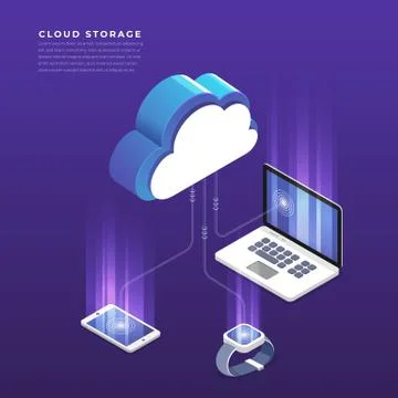 Flat design concept cloud computing technology users network configuration is Stock Illustration