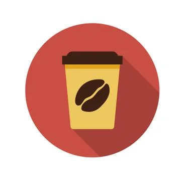 Flat Design Concept Coffee Vector Illustration With Long Shadow. Stock Illustration