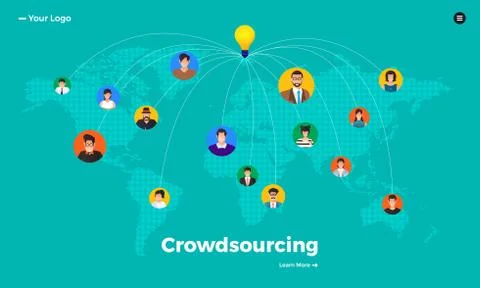 Flat design concept crowdsourcing. Vector illustrate. Stock Illustration