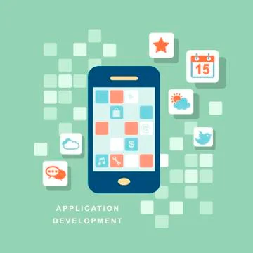 Flat design concept of development process an application Stock Illustration