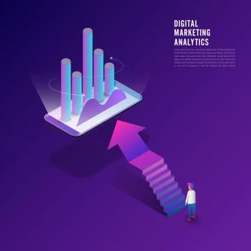 Flat design concept digital marketing analysis data information of customer w Stock Illustration