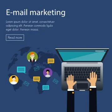 Flat design concept of e-mail marketing Stock Illustration