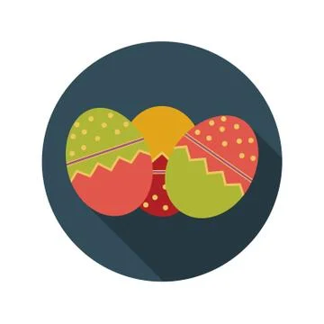 Flat Design Concept of Easter Eggs Vector Illustration With Long 库存插图